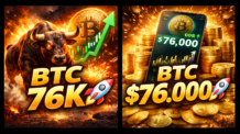 Bitcoin dispara e ultrapassa US$ 76 mil com alívio no cenário geopolítico