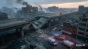 Cidade japonesa com danos causados por terremoto de magnitude 7,1"
