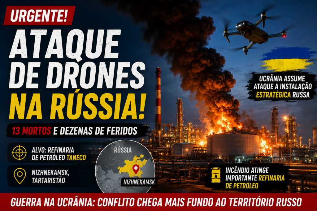 Ataque de Drones da Ucrânia Mata 13 na Rússia e Atinge Refinaria de Petróleo